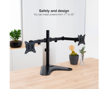 SOPORTE MESA 2 PANTALLAS GIRATORIO E INCLINABLE 17''-32'' NEGRO TOOQ