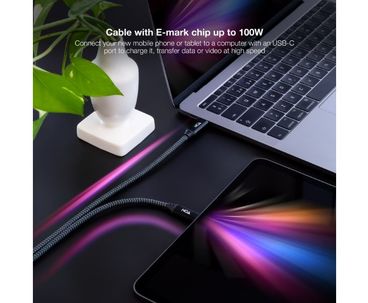 CABLE TYPE-C A TYPE-C USB 3.2 GRIS/NEGRO 0.5M NANOCABLE