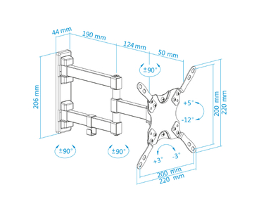 SOPORTE MONITOR-TV 13"-42" GIRO/INCLINABLE LP2142TNL-B TOOQ