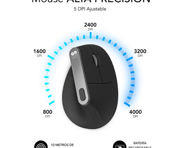 RATON OPTICO DUAL NATURE VERTICAL ERGO DUAL BATERIA NEGRO SUBBLIM