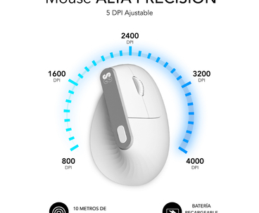RATON OPTICO DUAL NATURE VERTICAL ERGO DUAL BATERIA BLANCO SUBBLIM
