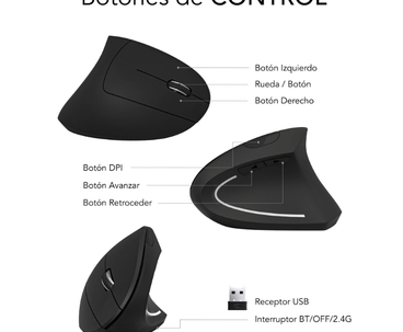 RATON OPTICO DUAL GLIDE VERTICAL ERGO DUAL BATERIA NEGRO SUBBLIM