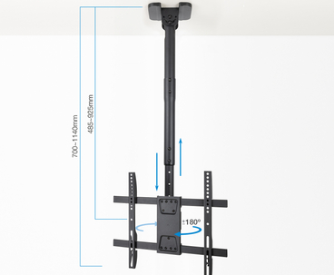 SOPORTE TECHO PANTALLAS 32"-75" GIRO/INCLINABLE NEGRO TOOQ
