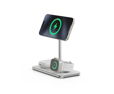 SOPORTE BASE DE CARGA INALAMBRICO 3en1 MAGSAFE PLATA LINQ