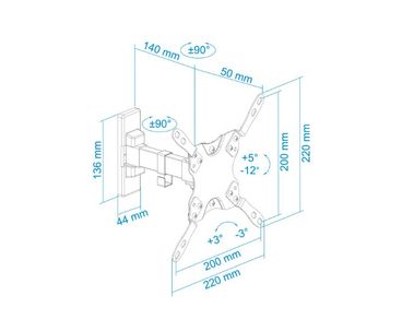 SOPORTE LCD-TV 13"-42" GIRO/INCLINABLE LP2042TNL TOOQ